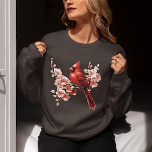 Cardinal Bird Lover Sweatshirt, Cardinal Bird Hoodie, Red Cardinal Bird Lover Long Sleeve, Bird Watcher Sweater, Bird Watching Sweater Gifts