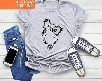 Cute Owl Shirt, Animal Lover Tee, Owl Print Tee, Birds Owner Gift Shirt, Natural Shirt,Birthday Gift Shirt,Girls and Kids For Gift Owl Shirt