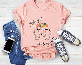 Just a Girl Who Loves Goats Shirt, Goat Lover Tee, Animal Lover Shirt, Animal Lover Gift, Farm Animal Shirt, Goat T-Shirt, Goat Lover Gift,