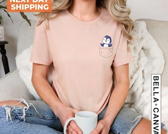 Pocket Penguin Shirt, Penguin Shirt, Penguin Gift, Penguin Lover Gift, Animal Lover, Penguin Toddler, Shirts for Women, Penguin Baby Clothes