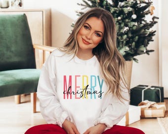 Womens Christmas Sweatshirt, Merry Christmas Gift