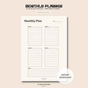 Monthly Task List, Monthly Planning Printable, To Do List Template, Productivity Planner, A4/A5/Letter, Printable Instant Download PDF