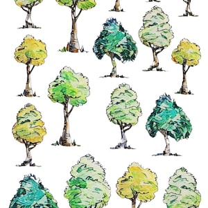 Colour Trees Overglaze Decal Sheet for Ceramic and Pottery