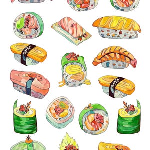 Sushi Overglaze Decal Sheet for Ceramic and Pottery