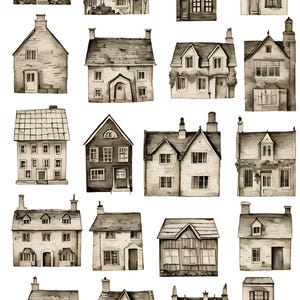 Inkwash Houses Overglaze Decal Sheet for Ceramic and Pottery