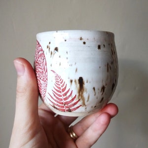 Ant & Caterpillar Leaf White Cream Brown SPECKLE 200ml Handmade POTTERY Ceramic Japanese Tea Bowl Cup image 3