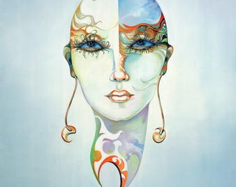 Surreal Oil Painting  "Ying & Yang"  11x14 Collector's Mini ChromaLuxe Print from Surrealism by Ora