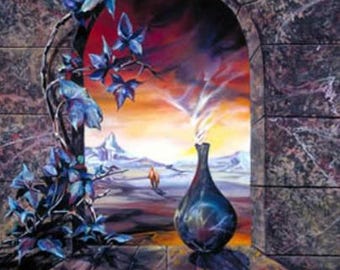 Lámina metálica surrealista "Magia" para pared, 11x14 pulgadas, edición limitada de coleccionista en aluminio Chromaluxe de alta definición.