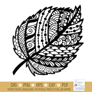 May include: Black and white intricate leaf design with swirling patterns and dots. This digital download is perfect for crafting projects, such as cutting, etching, or printing.