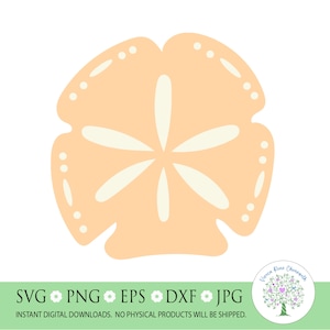 May include: A digital download of a sand dollar graphic in a light peach color with a white center. The sand dollar has a simple design with a five-pointed star in the center.