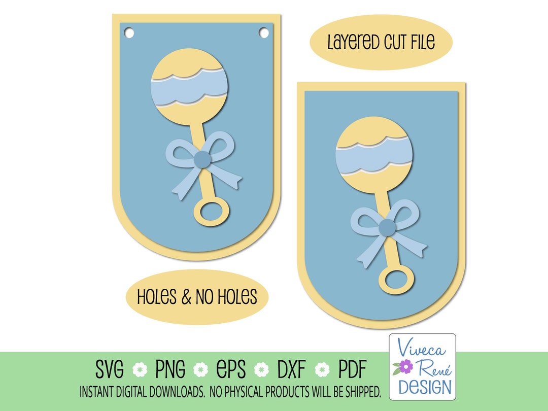 Baby Boy Rattle Banner SVG: Shower Garland Cut File (digital Download ...