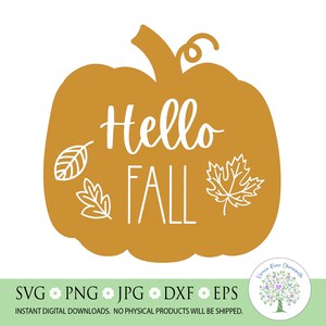 Hello Fall Pumpkin SVG: Autumn Leaves Cut File (Digital Download)