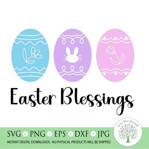 Easter Blessings Decorated Eggs SVG: Religious Cut File (Digital Download)