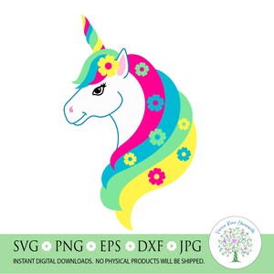 Unicorn svg with flowers, Unicorn head svg, Floral Unicorn svg, Cute Unicorn svg, Unicorn png sublimation, Silhouette, Cut file for Cricut