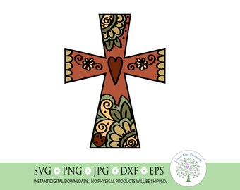 Earth Tones Cross SVG: Boho Fall Decor, Christian Cut File