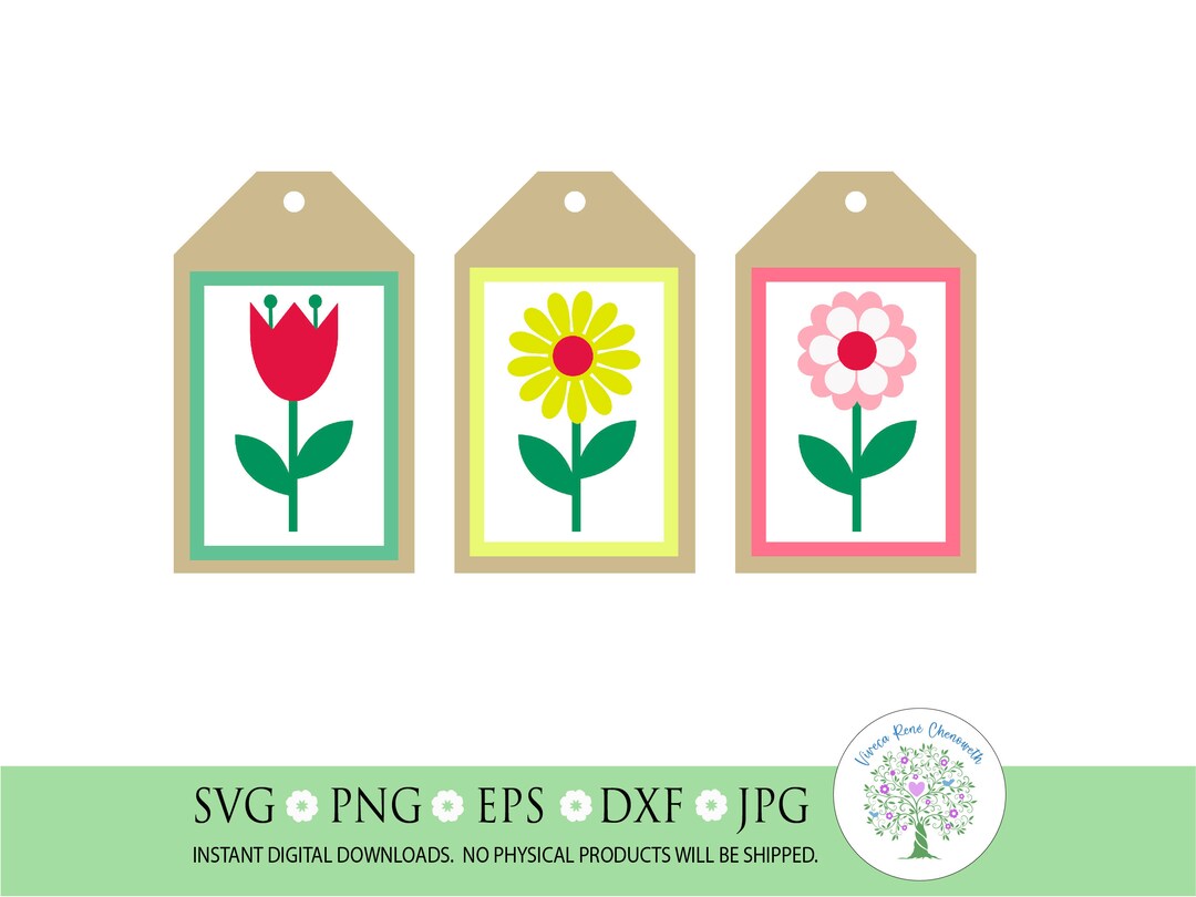 Gift Tag Svg, Flower Tag Svg, Floral Svg, Layered Flower Svg, Spring