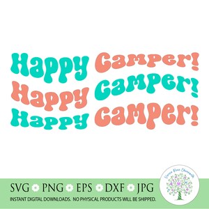 Retro Happy Camper SVG: Wavy Camping Shirt Design (Digital Download)
