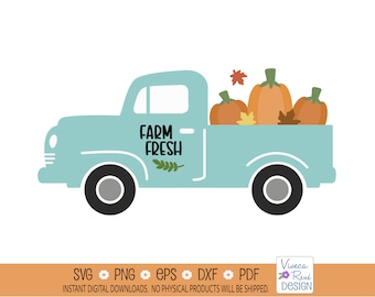 Fall Pumpkin Truck SVG: Vintage Farm Clipart (Digital Download)