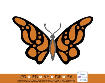 Monarch Butterfly SVG: Stylized Insect Clipart (Digital Download)