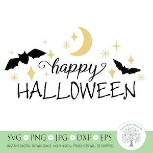 Celestial Halloween SVG: Bats, Stars, Moon (Digital Download)