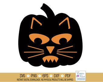 Funny Halloween Pumpkin Cat SVG: Black Cat T-Shirt Design (Digital Download)