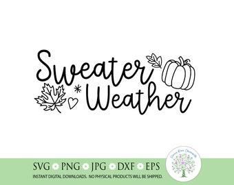 Sweater Weather SVG: Fall Pumpkin Leaves Cut File (Digital Download)