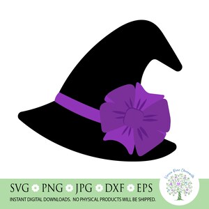 Chapéu de Bruxa com Laço Roxo SVG: Arquivo de Corte de Halloween (Download Digital)