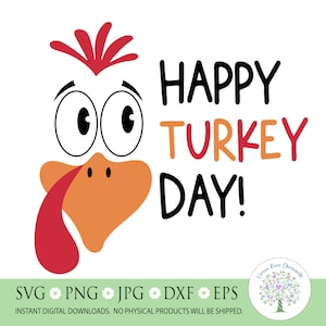 Happy Turkey Day svg, Thanksgiving svg, Fall svg, Turkey face svg, Funny Turkey svg, Family svg, Silhouette,Cut file for Cricut, sublimation