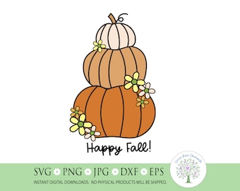 Glad höstpumpa Stack SVG-klippfil, lantlig höstdekor Clipart (digital nedladdning)