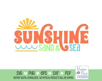 Sunshine Sand Sea SVG: Summer Beach Shirt Design (Digital Download)