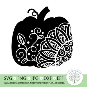 Zentangle mandala pompoen svg, herfst Halloween svg, ingewikkelde herfst pompoen svg, silhouet snijden bestand, Cricut svg, sublimatie png