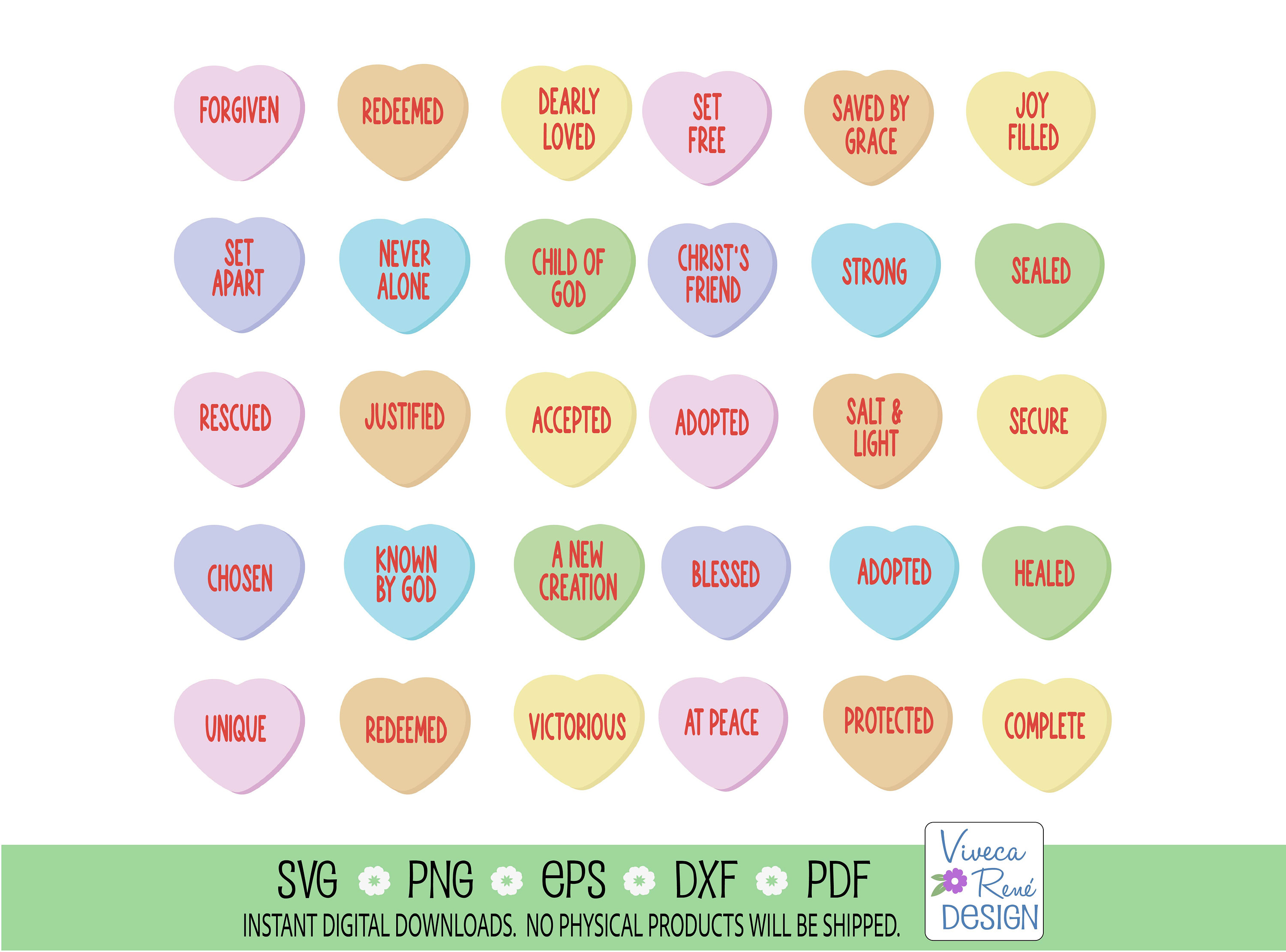 Christian Conversation Hearts Svg, Christian Valentine Svg, Candy Hearts Svg, Valentine Svg ...
