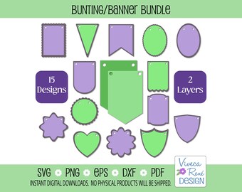 Banner SVG Bundle: Bunting Template, Party Garland (Digital Download)