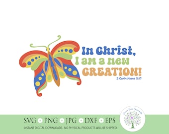 Schmetterling Christian SVG: Bibel-Vers, neue Schöpfung (Digitaler Download)