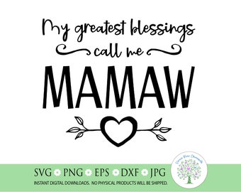 Mamaw Blessings SVG: Grandmother Christian Cut File (Digital Download)