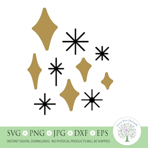 Shimmering Stars SVG: Mid-Century Modern Starbursts (Digital Download)