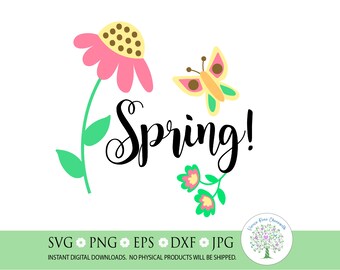 Spring Flowers Butterfly SVG: Easter Cricut Silhouette Cut File (Digital Download)