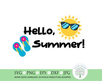Hello Summer SVG: Beach Vacation Cut File (Digital Download)