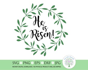 He is Risen Wreath SVG: Easter Christian Cut File (Digital Download)