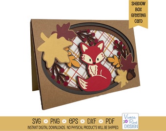 Fall Fox Shadowbox SVG: Autumn Greeting Card (Digital Download)