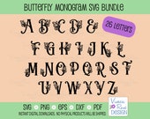 Butterfly Monogram Alphabet SVG Bundle: Cricut & Silhouette (Digital Download)