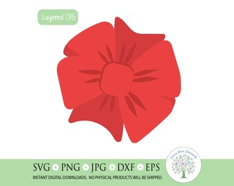 Red Christmas Bow SVG: Layered Ribbon Cut File (Digital Download)
