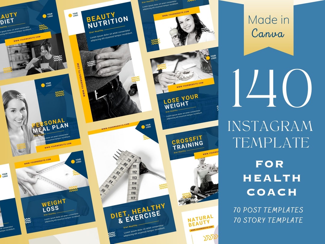Health Coach Instagram Template Fitness Coach Posts and Stories Canva ...
