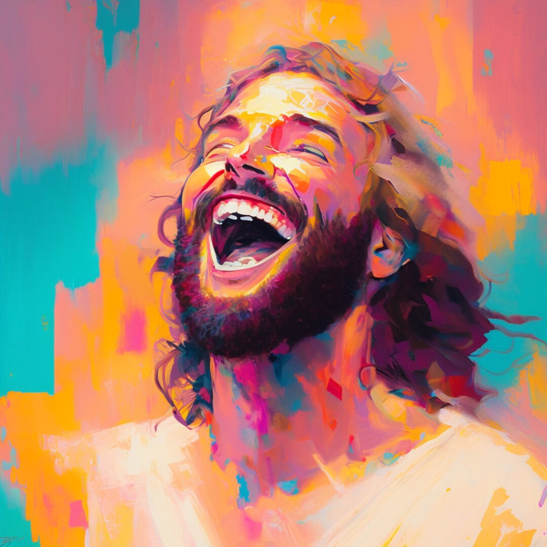 Laughing Jesu Christ Christ's Smile Jesu Portrait Jesu Etsy