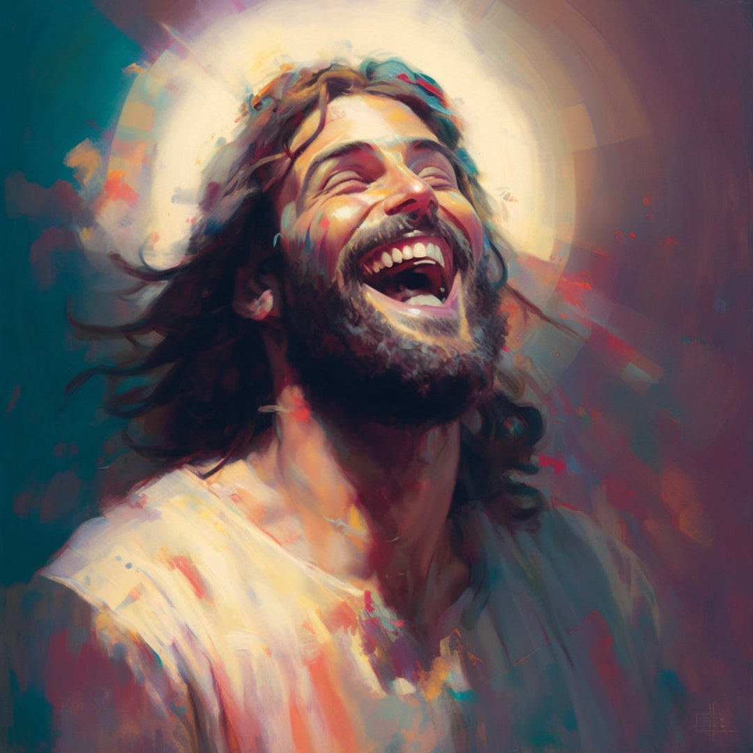 Laughing Jesu Christ Christ's Smile Jesu Portrait Jesu Etsy