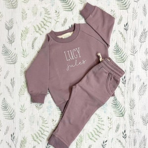 Personalized Organic 2 Piece Sweatsuit Set, Purple, Baby Jogger Set,Custom Embroidery, Baby Gift, Baby Shower Gift