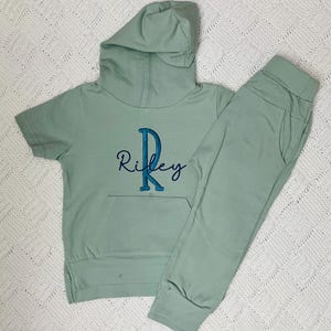 Personalized Green Toddler Clothing, Jogger Set, Birthday Gift, Custom Embroidery, Baby Shower Gift, Baby Boy, Baby Girl