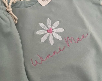 Personalized Organic 2 Piece Sweatsuit Set, Light Blue,  Baby Jogger Set, Custom Embroidery, Baby Gift, Baby Shower Gift