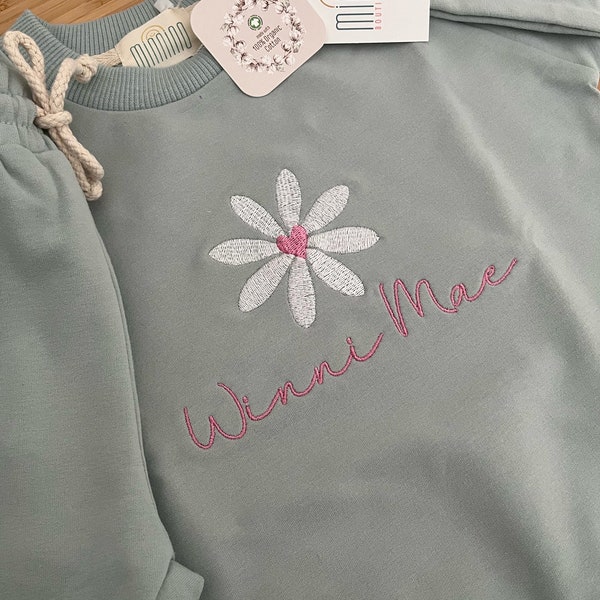 Personalized Organic 2 Piece Sweatsuit Set, Light Blue,  Baby Jogger Set, Custom Embroidery, Baby Gift, Baby Shower Gift