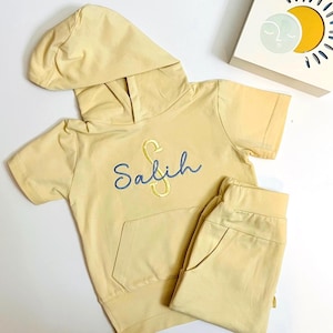 Personalized Cream Kid and Baby Clothing, Jogger Set, Custom Name, Custom Embroidery, Baby Shower Gift, Baby Boy, Baby Girl